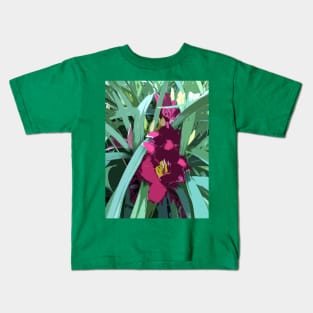 Rare daylily in ruby red, graphic design Kids T-Shirt